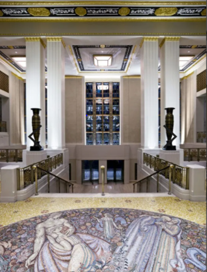 Tadelakt installation on the walls at Main Lobby of Waldorf Astoria in New York